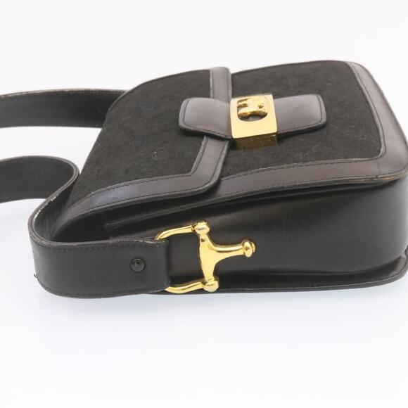 CELINE C Macadam Horse Carriage Shoulder Bag Canvas Black Gold - Picture 4 of 12